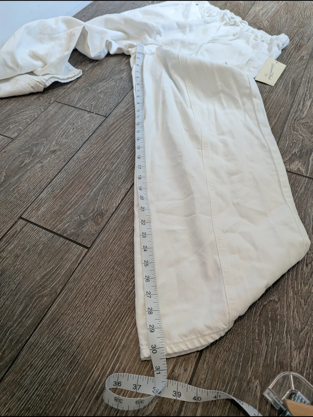 NWT White Pull On Utility Jeans Size 12 Universal Thread Quiet Luxury Coastal - Picture 9 of 10